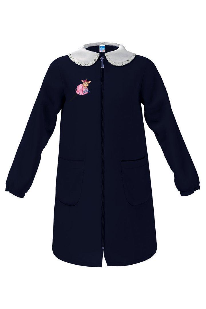 Grembiule zip scuola elementare da bambina blu Siggi cagnolino