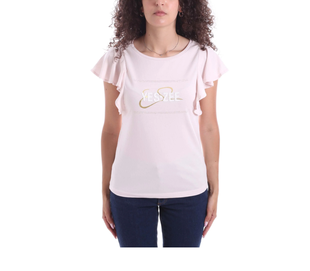 T-shirt Yes Zee donna con maniche volant