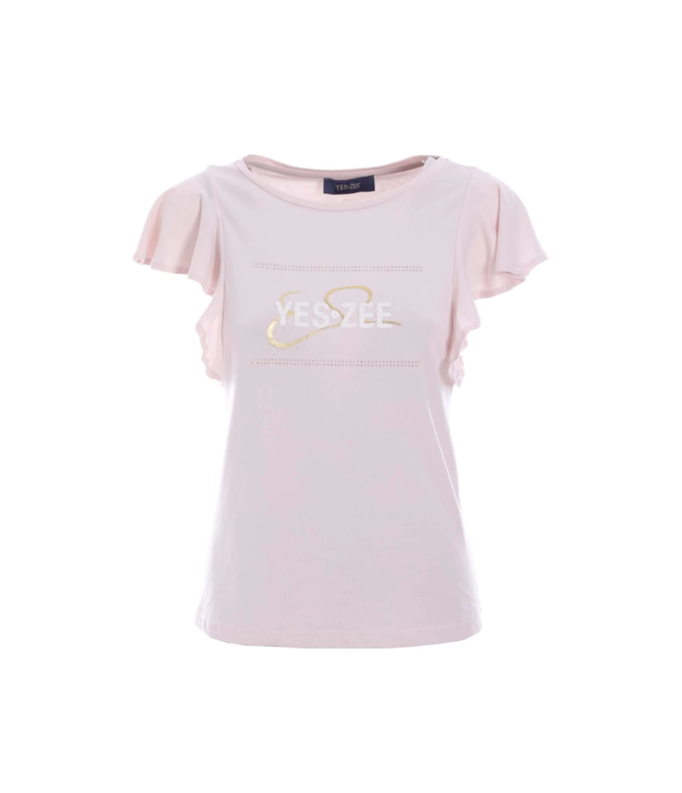 T-shirt Yes Zee donna con maniche volant