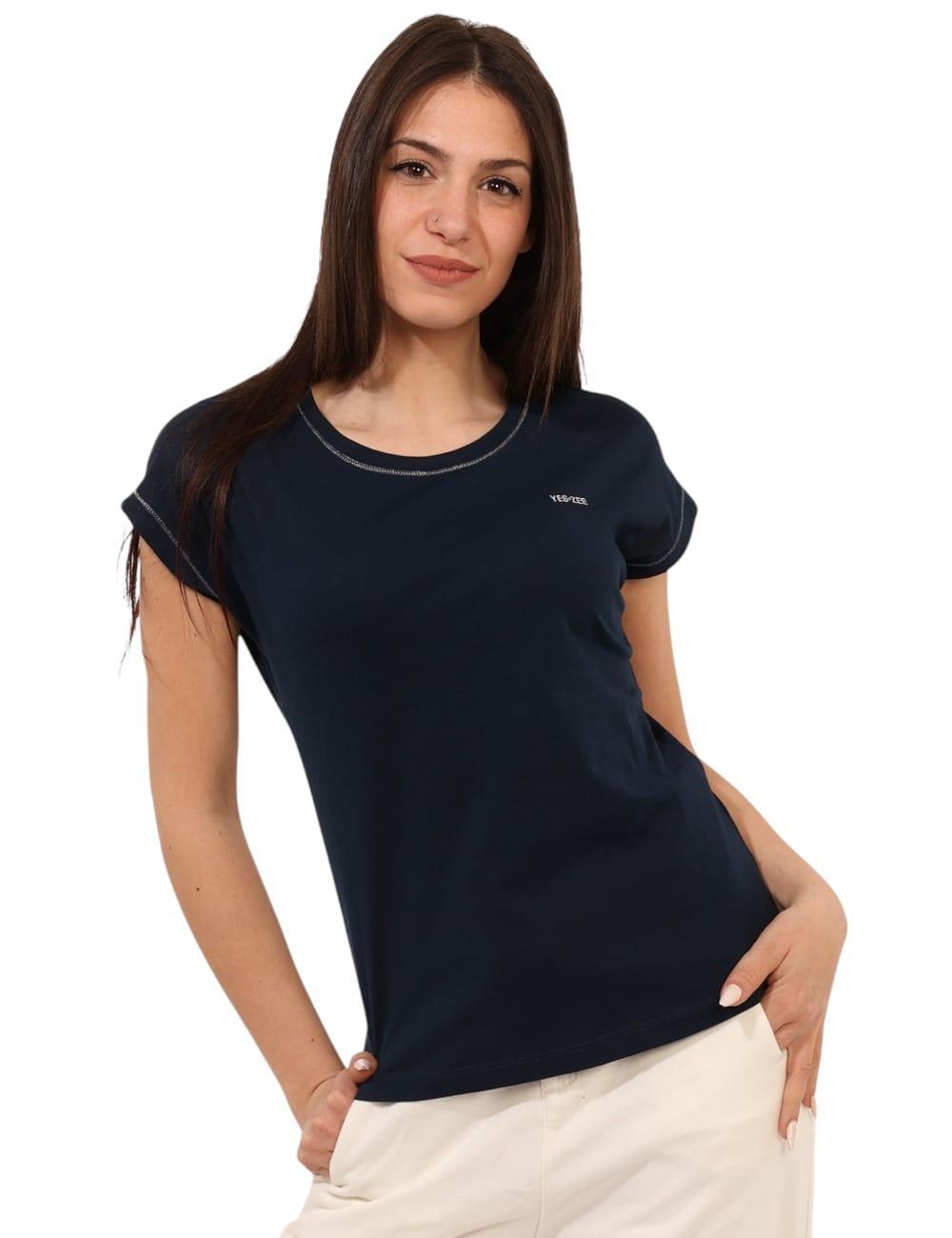 T-shirt basic donna Yes Zee blu