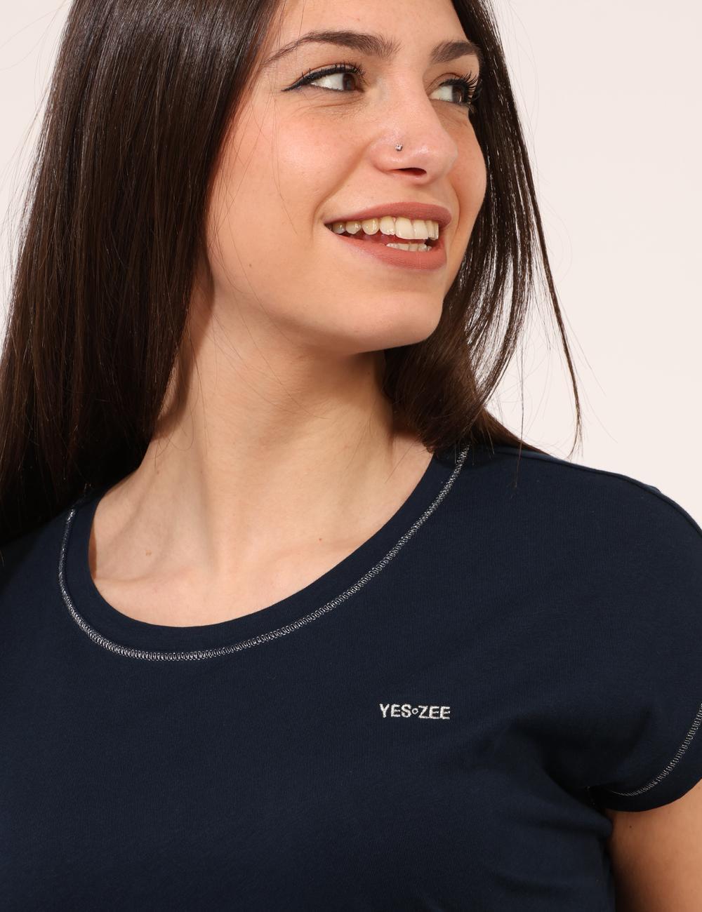 T-shirt basic donna Yes Zee blu