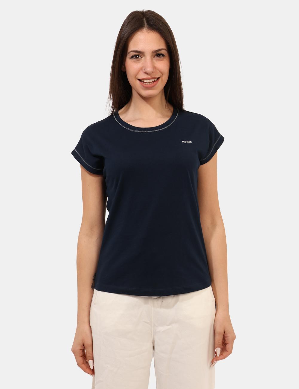 T-shirt basic donna Yes Zee blu