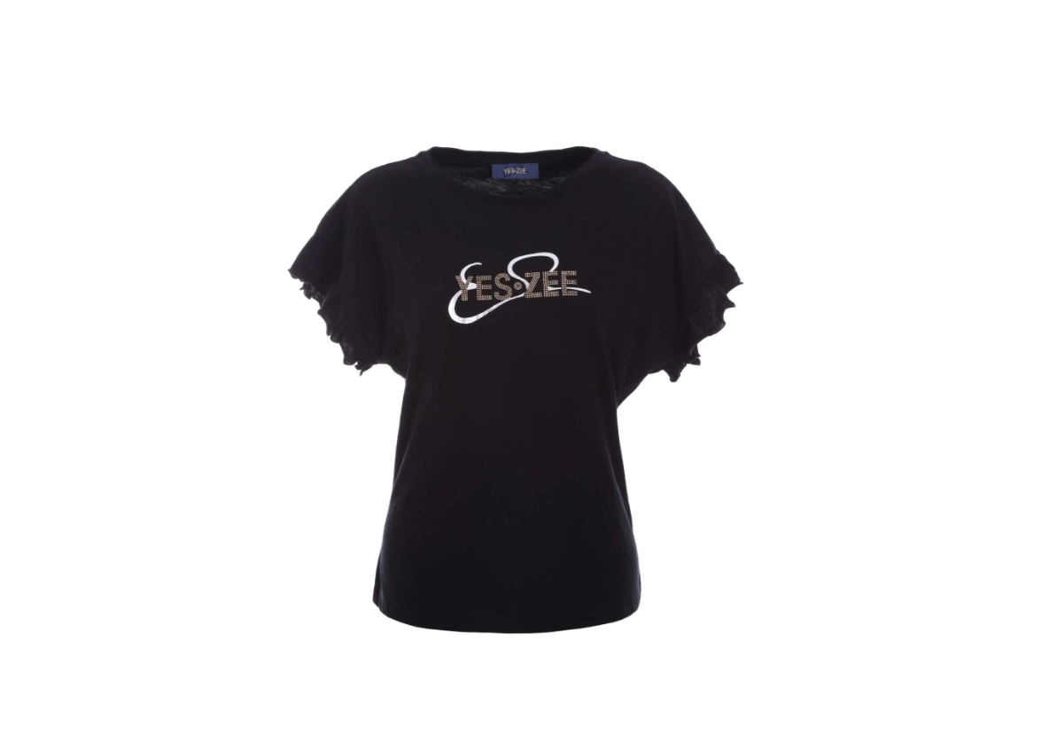 T-shirt manica volant Yes Zee donna nero