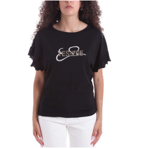 T-shirt manica volant  donna nero