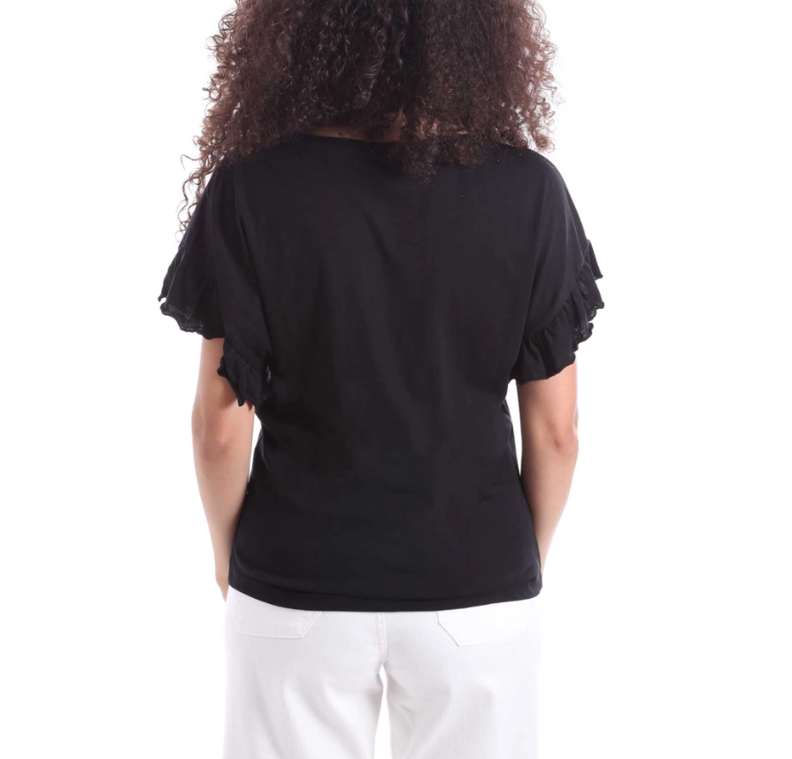 T-shirt manica volant Yes Zee donna nero