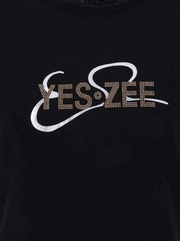 T-shirt manica volant Yes Zee donna nero
