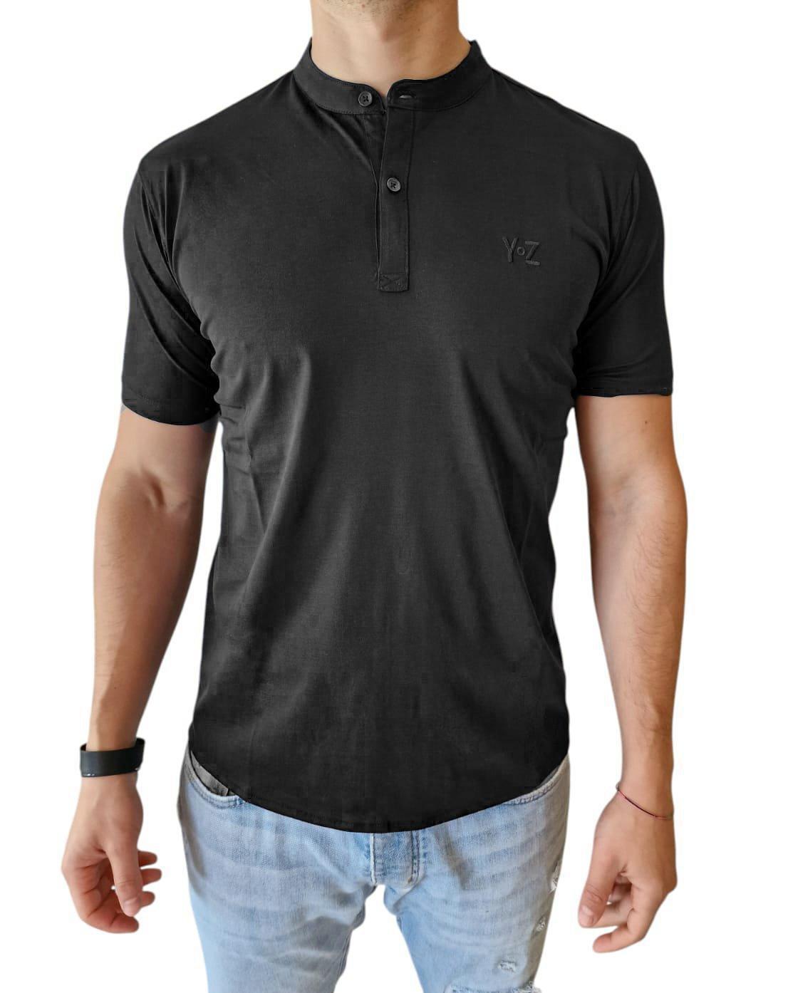 Polo collo coreana da uomo Yes Zee NERO
