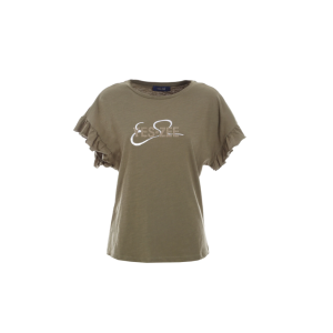 T-shirt  donna con maniche volant verde