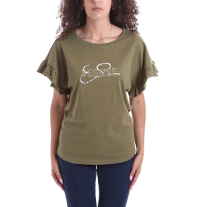 T-shirt  donna con maniche volant verde