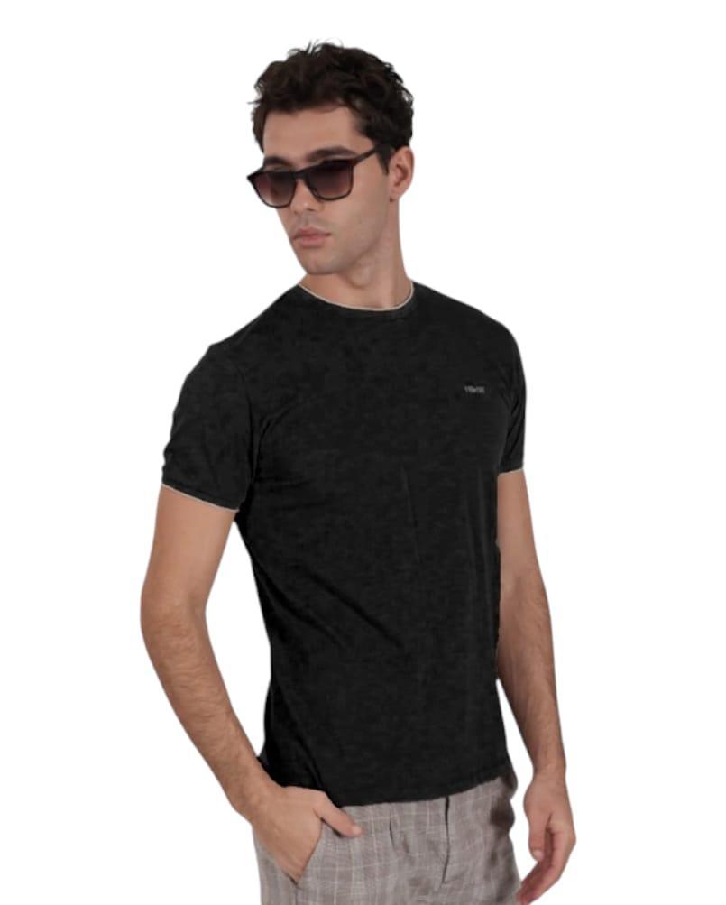 T-shirt da uomo Yes Zee in cotone NERO