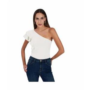 Top monospalla bianco donna
