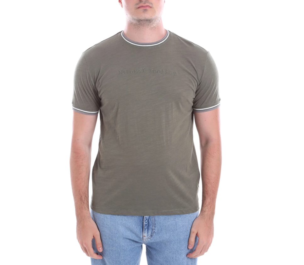 T-shirt cotone uomo Yes Zee verde militare