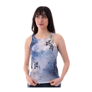Canotta da donna  fantasia floreale blu