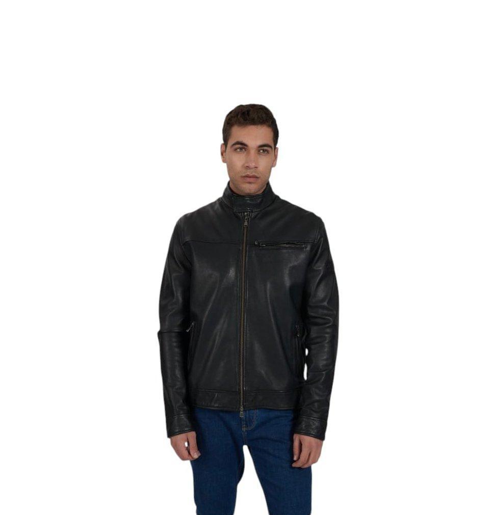 Giubbino in vera pelle da uomo Yes Zee nero