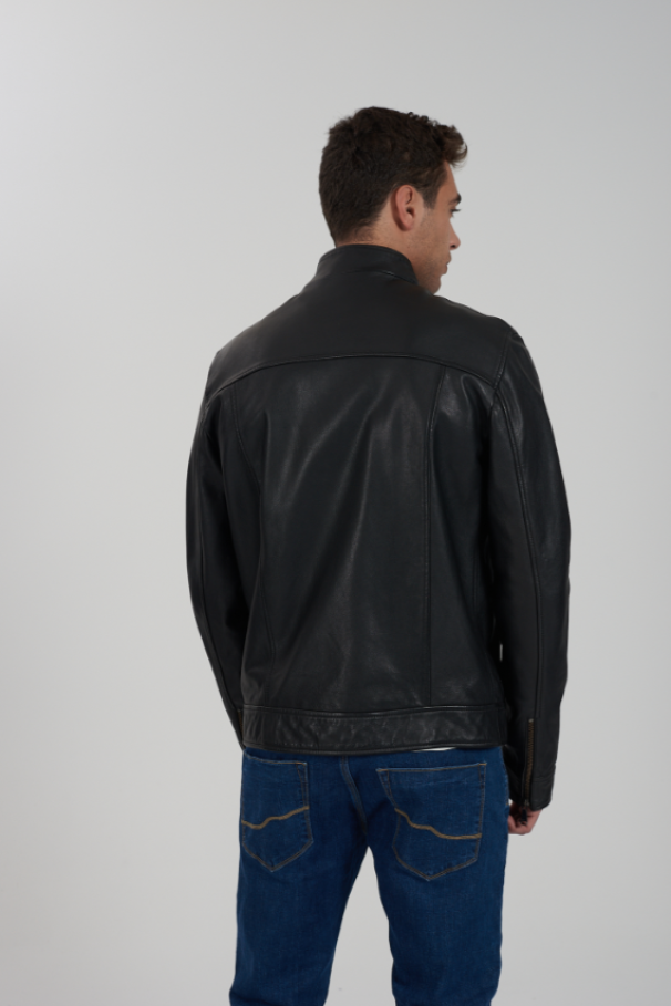 Giubbino in vera pelle da uomo Yes Zee nero