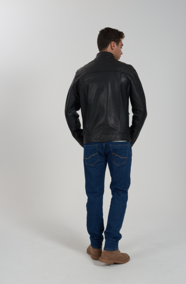 Giubbino in vera pelle da uomo Yes Zee nero