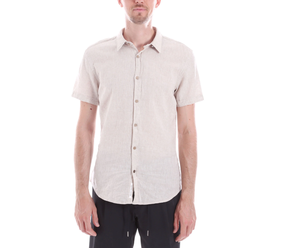 Camicia misto lino mezza manica Yes Zee beige uomo