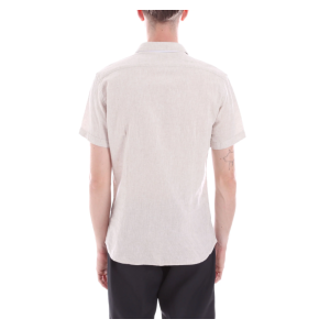 Camicia misto lino mezza manica  beige uomo