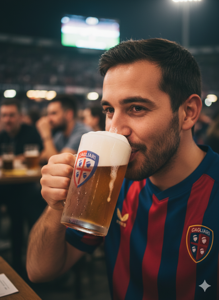 Boccale birra trasparente opaco compatibile con Cagliari