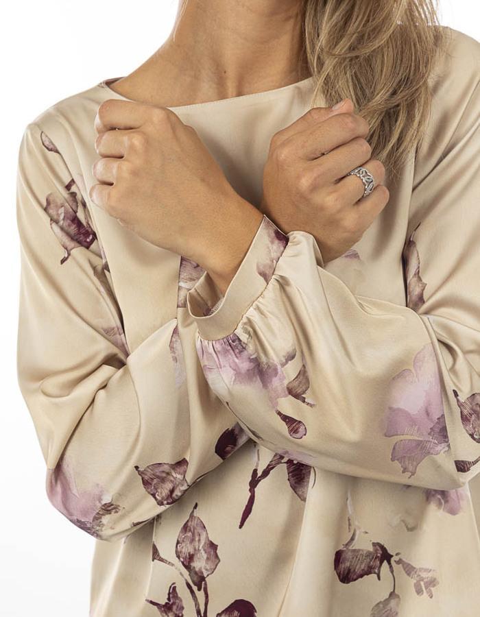 Blusa donna in raso con stampa floreale Rinascimento
