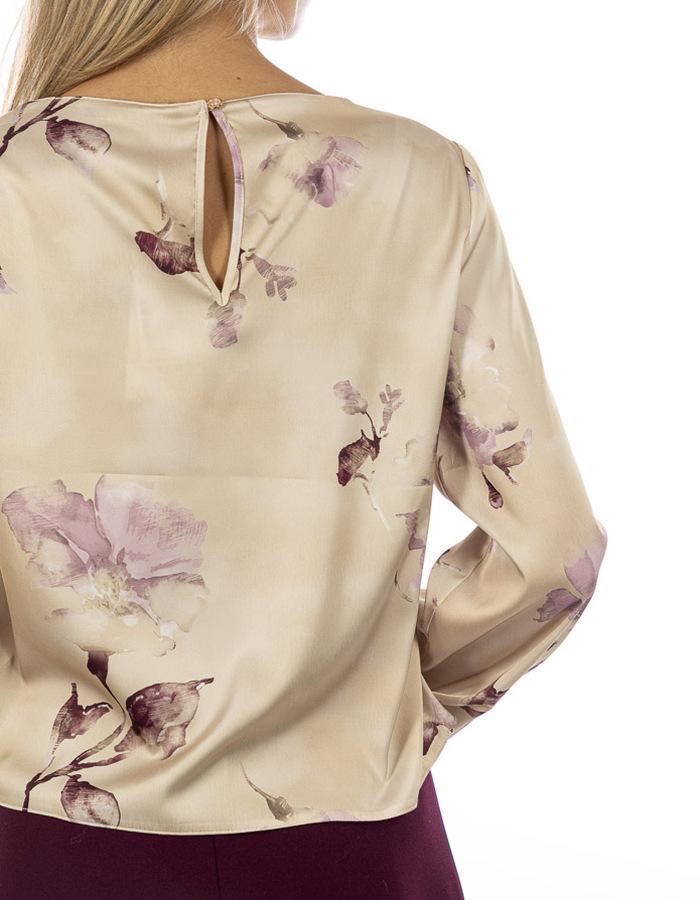 Blusa donna in raso con stampa floreale Rinascimento