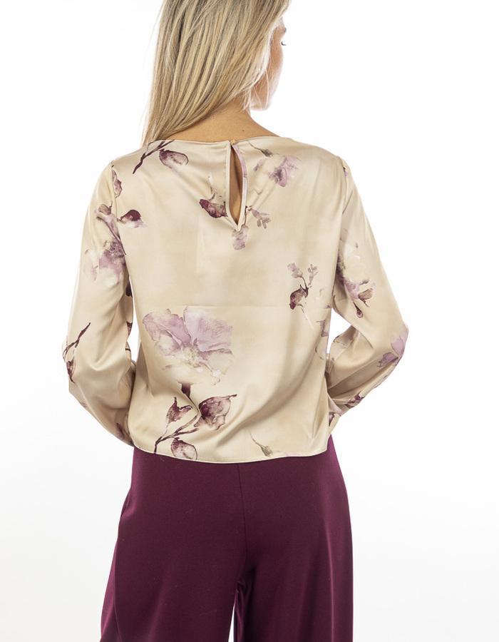 Blusa donna in raso con stampa floreale Rinascimento