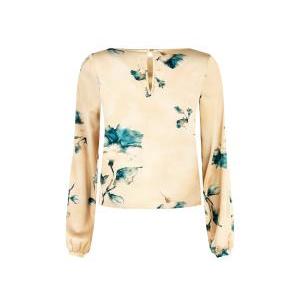 Blusa donna in raso con stampa floreale