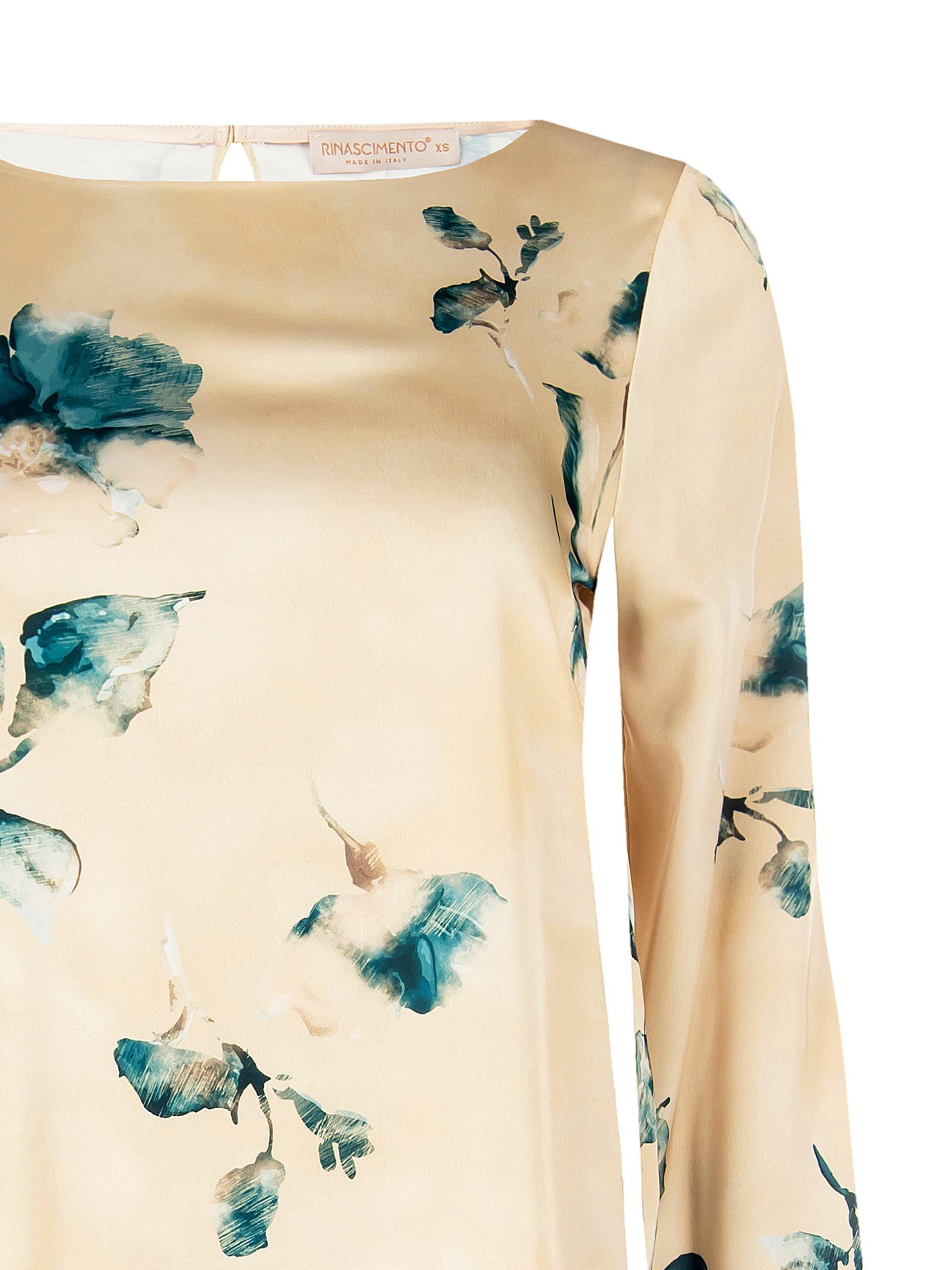 Blusa donna in raso con stampa floreale Rinascimento