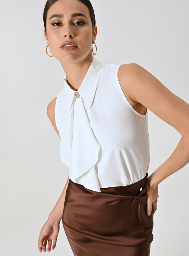 Camicia smanicata donna Rinascimento bianco