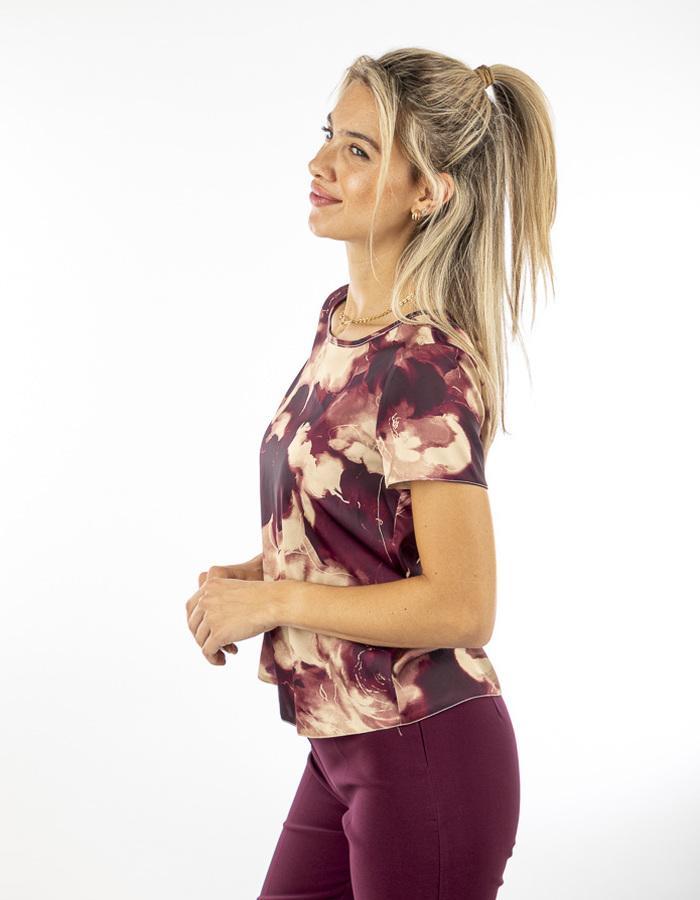 Blusa donna in raso maniche corte Rinascimento