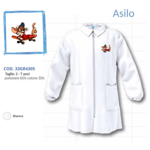 Grembiule asilo con zip da bambino  bianco
