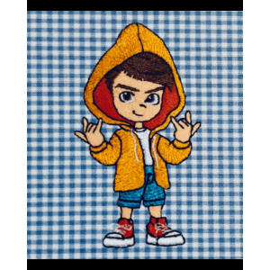 Grembiule asilo con zip da bambino  celeste