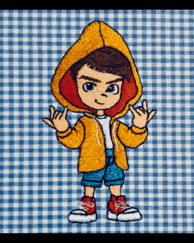 Grembiule asilo con zip da bambino Siggi celeste