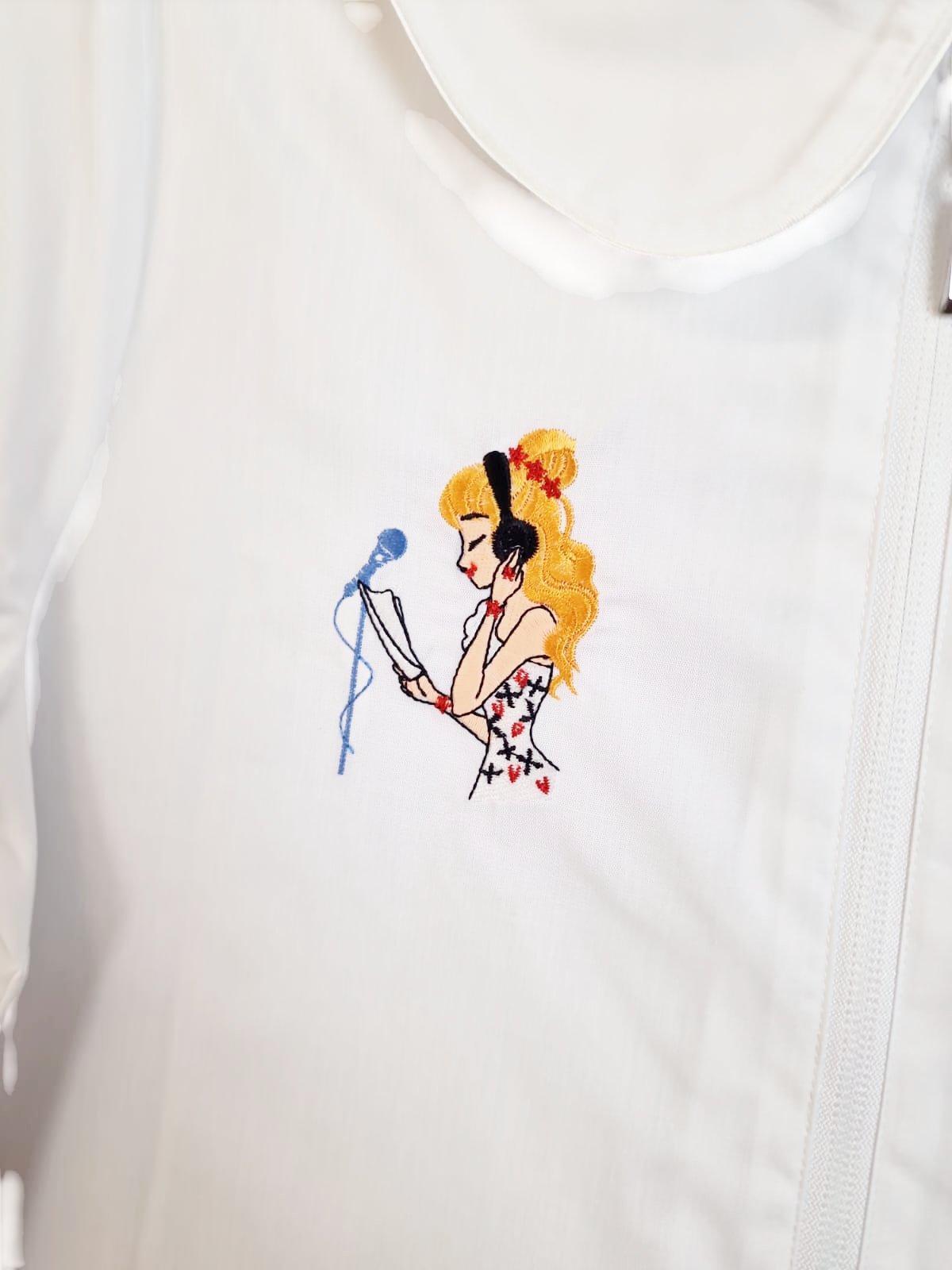 Grembiule scuola elementare con zip da bambina Siggi bianco