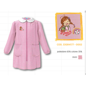 Grembiule asilo da bambina  rosa con zip