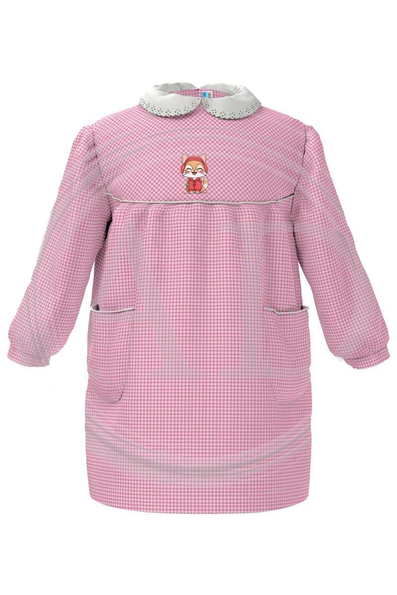 Grembiule asilo da bambina con ricamo gattino Siggi