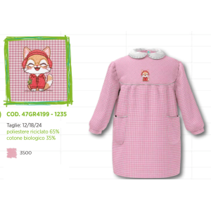 Grembiule asilo da bambina con ricamo gattino