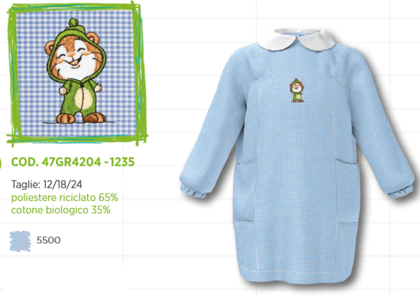 Grembiule asilo da bambino con ricamo Siggi
