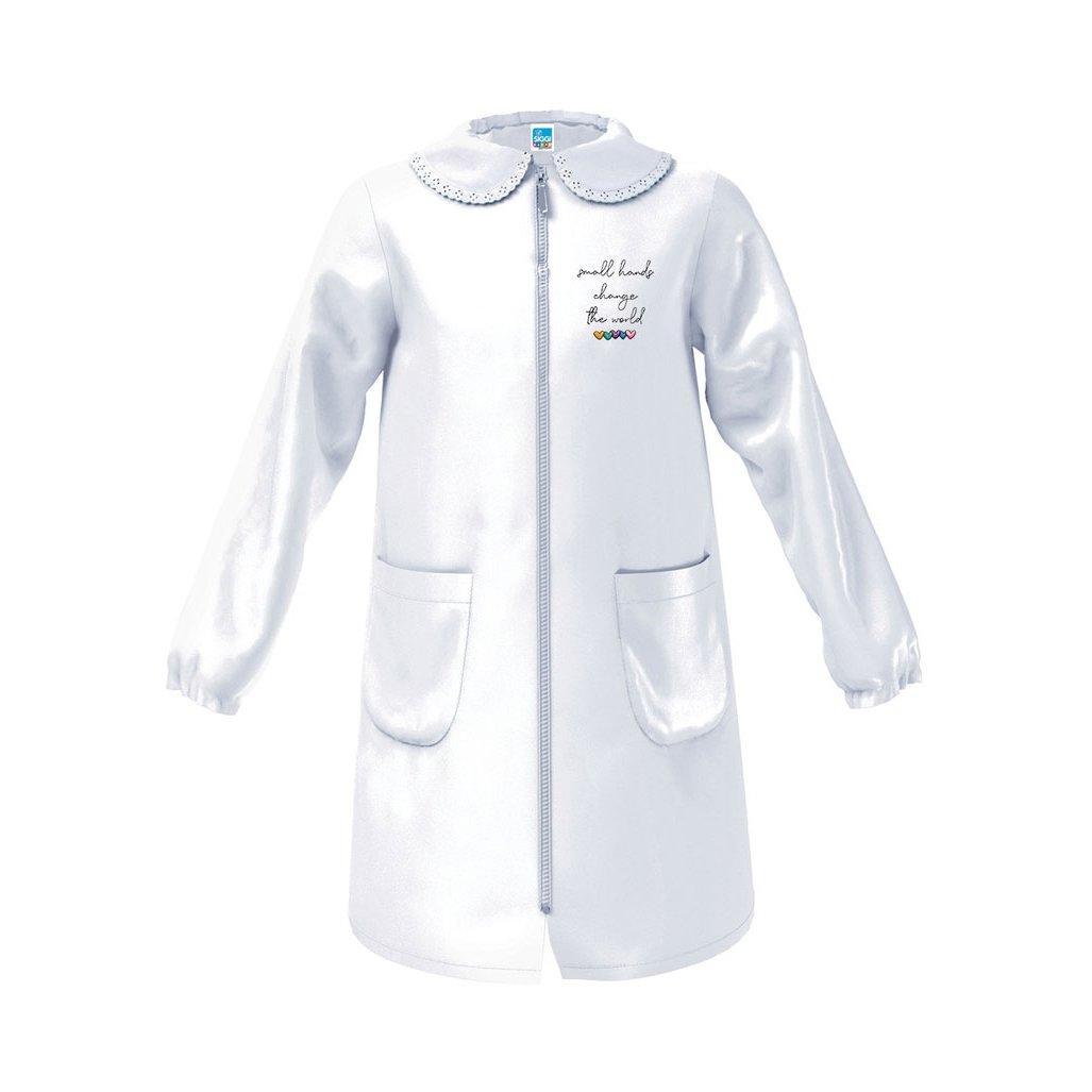 Grembiule scuola elementare con zip da bambina Siggi bianco 