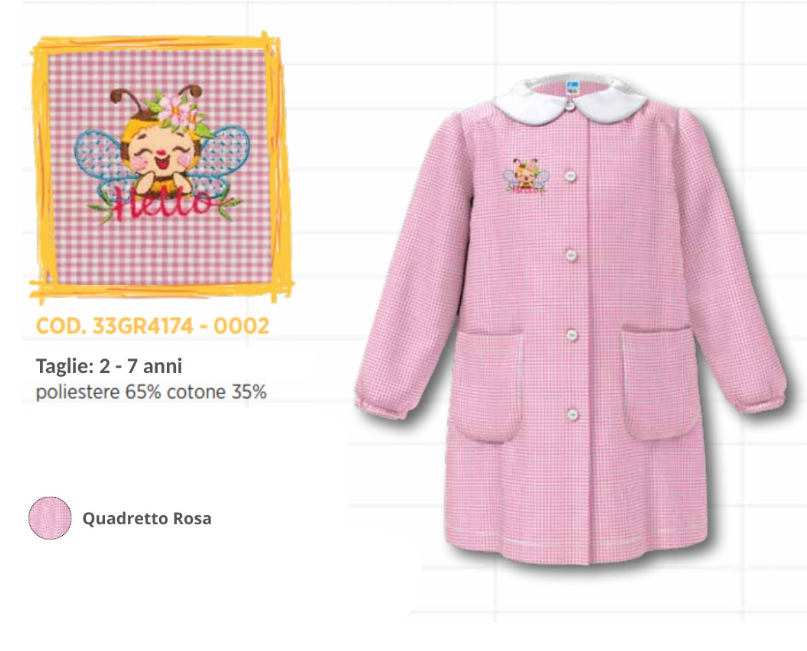 Grembiule asilo da bambina Siggi apina rosa 