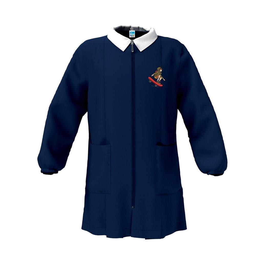 Grembiule scuola elementare da bambino con zip blu skateboard