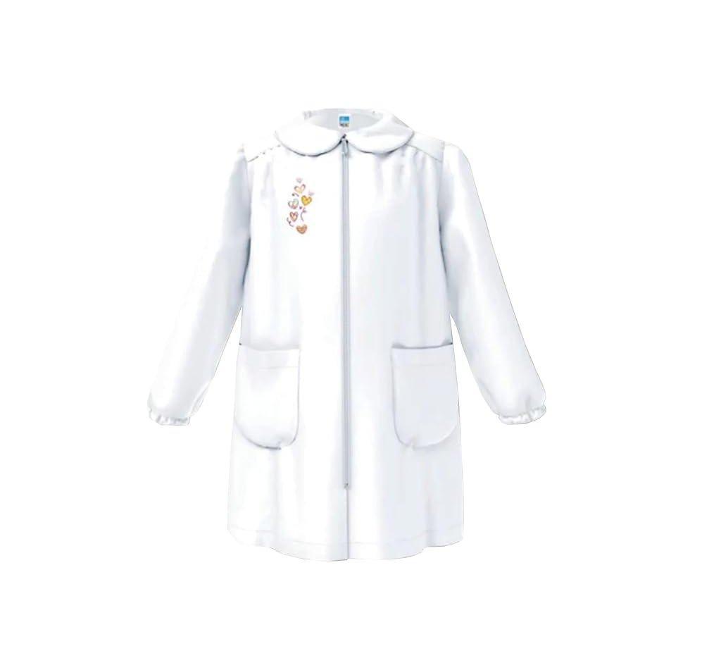 Grembiule bambina Siggi bianco con zip disegno cuoricini