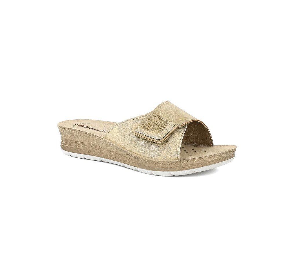 Ciabatte donna fascia strappo con strass Inblu beige
