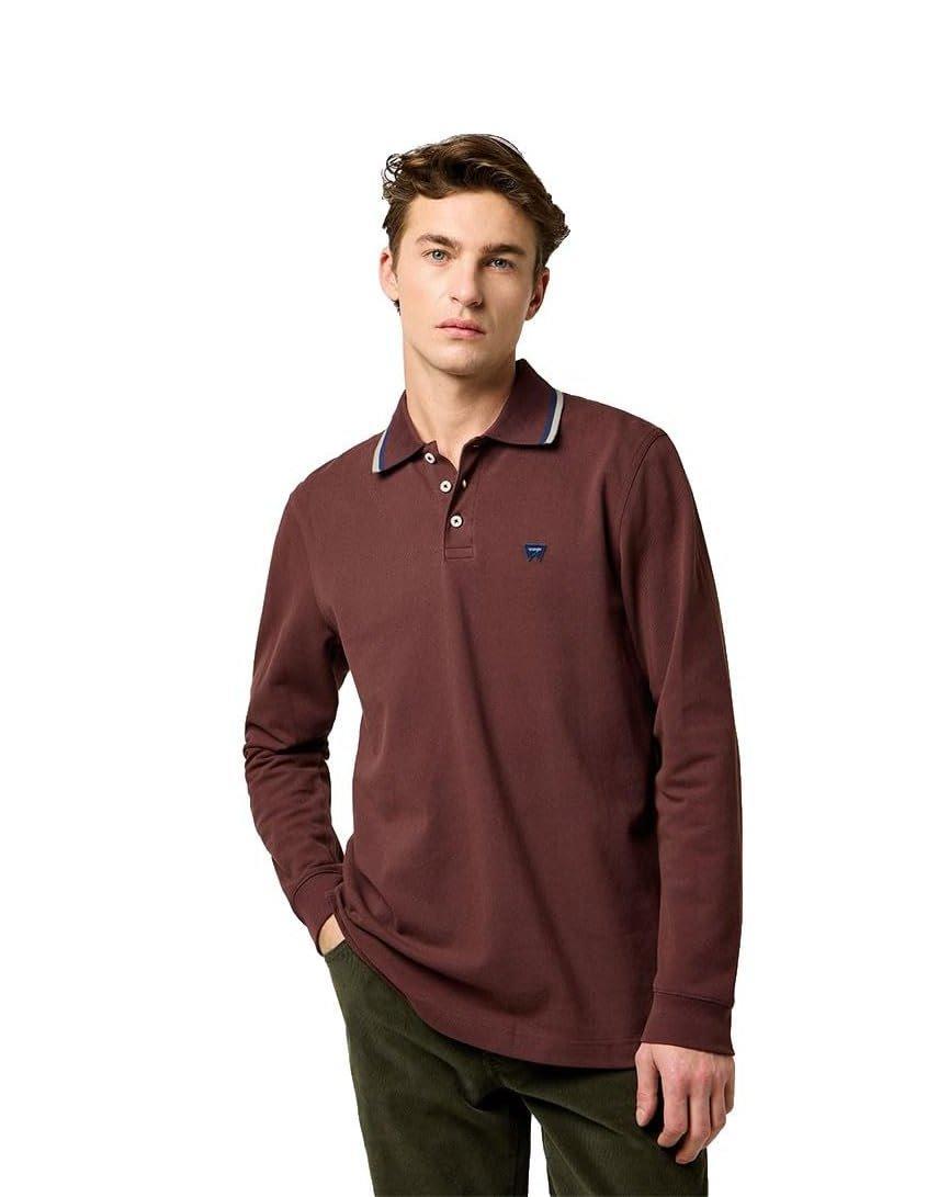 Polo manica lunga in cotone Wrangler uomo