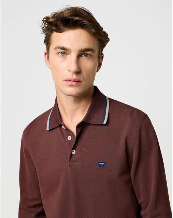Polo manica lunga in cotone Wrangler uomo