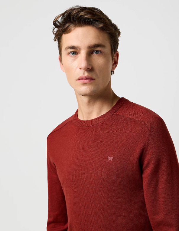 Maglioncino girocollo Wrangler uomo ROSSO MATTONE