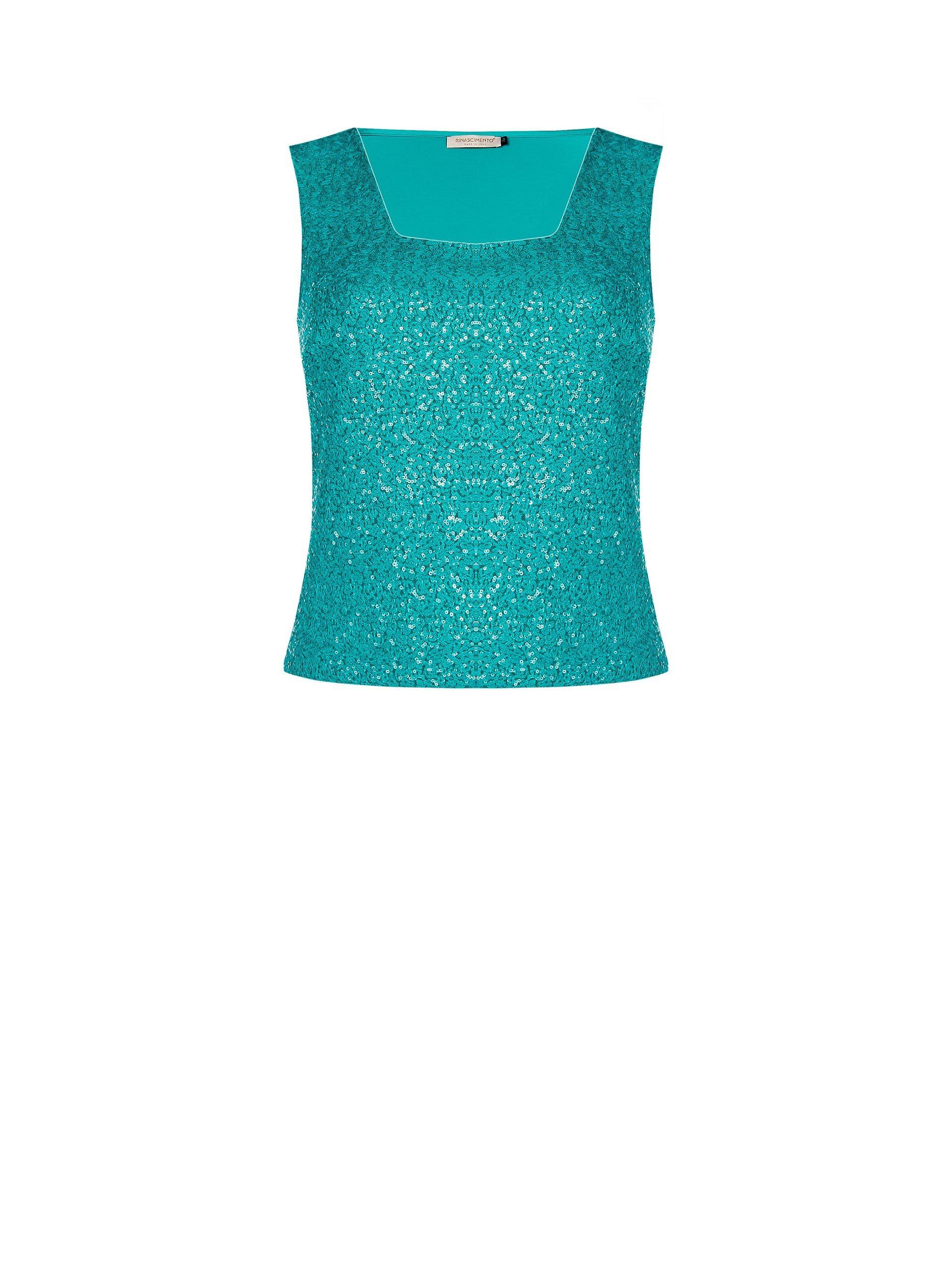 Top pailettes verde acquamarina Rinascimento Curvy donna