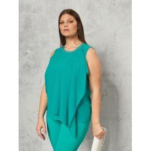 Blusa in georgette e strass  curvy donna