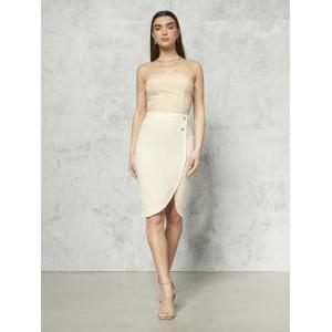 Top bustier donna a pois beige