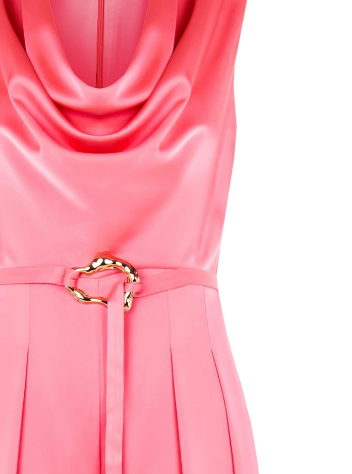 Tuta intera larga in raso Rinascimento rosa